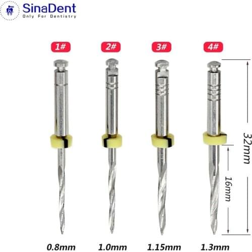4pcs/pack Dental Drills for Fiber Post 32mm Stainless Steel 1-4# Endodontics Files for Dentistry