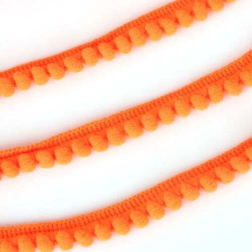5Yards/Lot Night Orange Pompom Ball Lace 10MM Pom Pom Trim Ball Fringe Ribbon DIY Apparel Fabric Cord Wedding Home Decoration