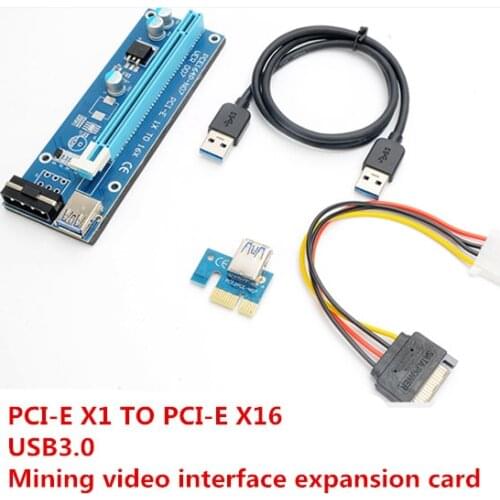 6pcs 1x to 16x PCI Video Card Riser Card For BTC Miner Machine Motherboard TB250-BTC PCI-E Extender USB3.0 Cable to 4Pin Power