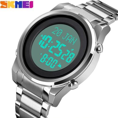 Muslim Azan Watch for Prayer with Qibla Compass Adhan Alarm Hijri Calendar Islamic Al Harameen Fajr Time Wristwatch SKMEI 2020