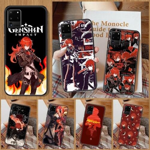 Genshin Impact Diluc Phone case For Samsung Galaxy Note 4 8 9 10 20 S8 S9 S10 S10E S20 Plus UITRA Ultra black painting coque art