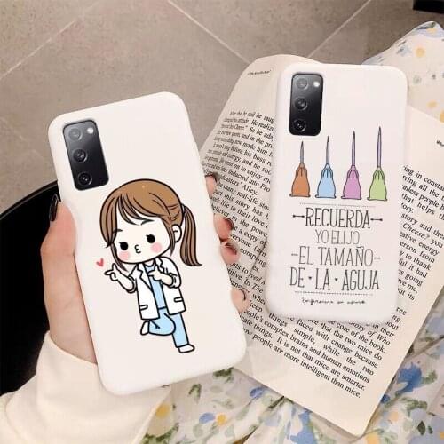 Fashion Cartoon Medicine Doctor Nurse Matte White TPU Soft Silicone Phone Case For Samsung S21 S21Ultra S21PLUS cover