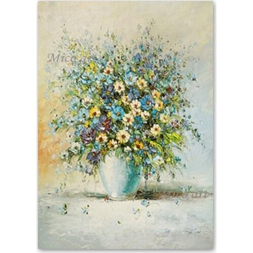Wall Decorative Item Palette Knife Classical Flowers Oil Painting Art No Frame Textured Acrylic Canvas Wall Art Entrance Decor