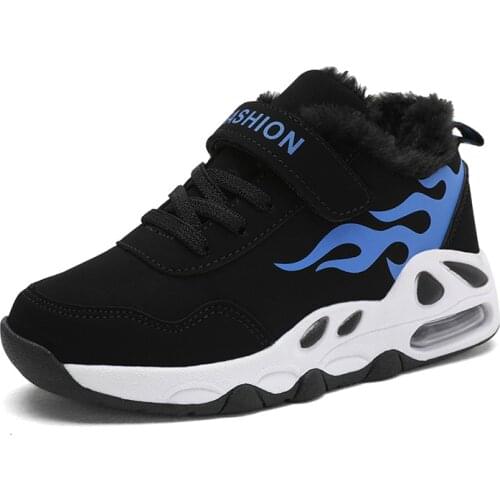 ULKNN Childrens winter snow sports shoes boys' 2020 breathable plush casual breathable sneakers red shoe for students boy