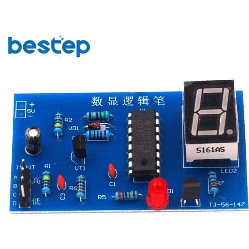 Electronic DIY Kit IC Tester CD4511BE Digital LED Tester Meter Logic Pen Kit for Sensor Amplifier DC Gain