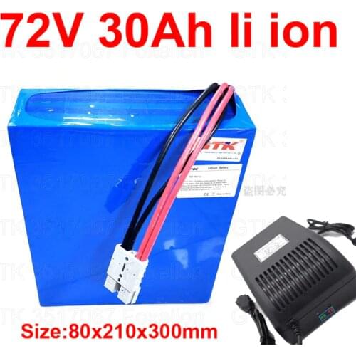 GTK 72v 30Ah lithium ion battery li ion BMS for bike 3500w motor Vehicle tricycle scooter Go Cart motorcycles + 10A charger