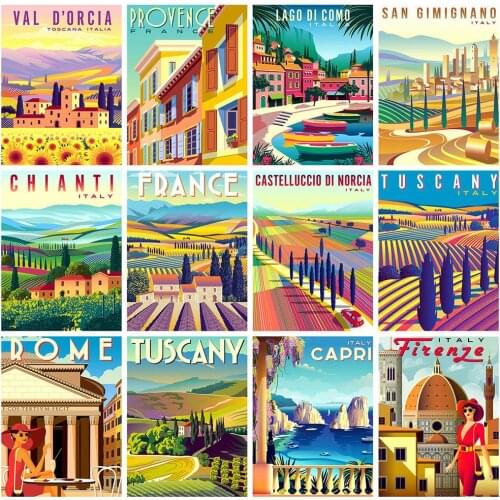 HUACAN Diamond Painting New Landscape Text Diamond Embroidery Sale House Rhinestones Mosaic Cross Stitch Wall Art