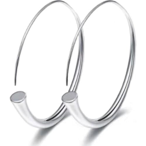 Huitan Simple Opening Hoop Earrings for Women Silver Color Metallic Versatile Style Fashion Female Earrings Classic Jewelry