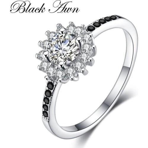 BLACK AWN 2021 New Genuine 100% Sterling 925 Silver Jewelry Square Engagement Rings for Women Gift C377
