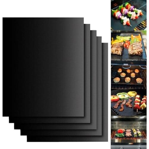 Barbecue Grill Mat 400*330*0.22mm Non-Stick Pad Reusable Cooking Plate, Heavy Duty & Easy to Clean