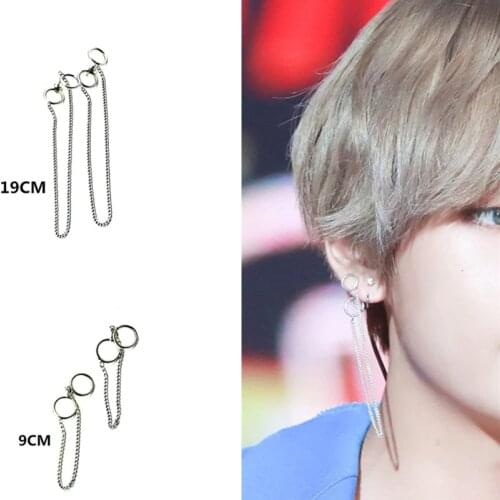 KPOP DNA Korean V Fashion Bangtan Kim Tae Hyung Titanium Stainless steel Tassel Earrings Jewelry