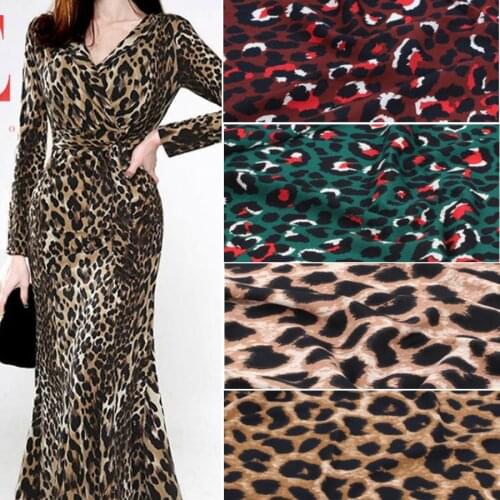 Leopard Party Dress Stretchy Chiffon Crepe Summer Fashion Material Breathable Cosplay DIY Craft Fabric 1 Yard