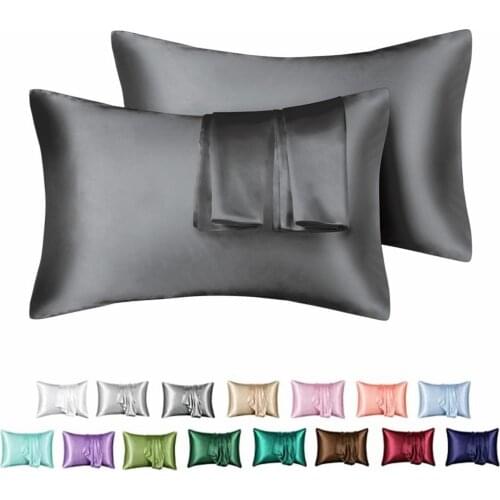 BEST Deals Solid High Quality Silky Satin Skin Care Pillowcase Hair Anti Pillow Case Queen King Full Size Pillow Cover