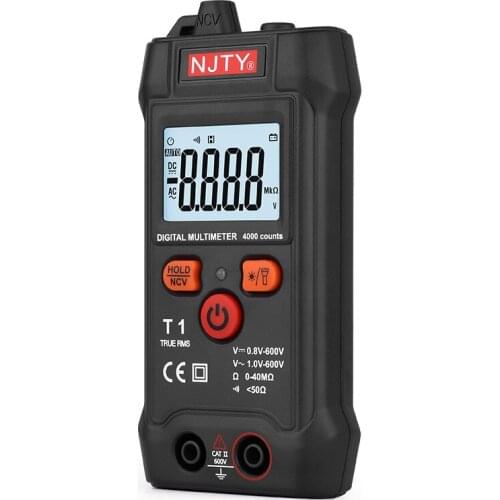 Digital Handheld Multimeter NJTY T1 Multifunction Tester True RMS NCV Voltmeter Resistance Continuity Test 600V 40Ω 4000 Counts