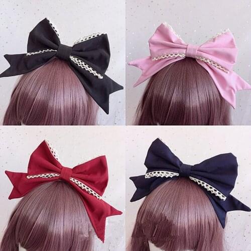 Japanese soft sister Lolita headband lace hair accessories daily wild kc big bow headband cute girl maid Kawaii girl Women new