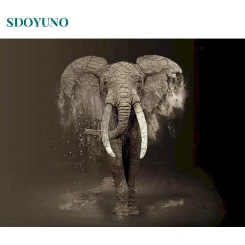 SDOYUNO Acrylic Painting By Numbers Elephant DIY Paint By Numbers On Canvas Handpaint 60x75cm Frameless Animals Draw Number