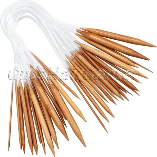 New 18pcs 18 sizes Circular Carbonized Bamboo Knitting Needles Professional Weaving Needle Knit Set