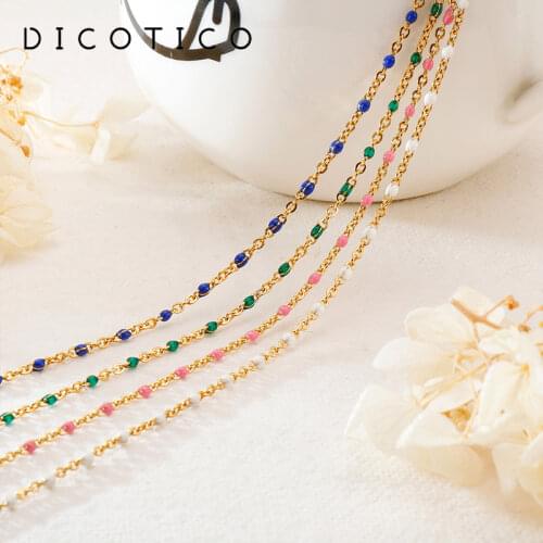 Bohemia Necklaces For Women Colorful Resin Beads Chain Necklaces Stainless Steel Mujer Collar Choker Clavicle Chain Accessory