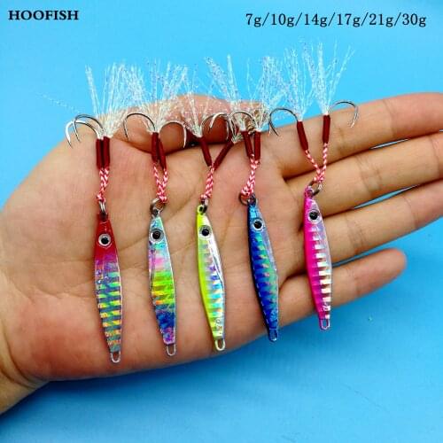 HOOFISH 10PCS/LOT Fishing Lure Metal Jig Bait 7g/10g/14g/17g/21g/30g Isca Artificial Bait Jigging Lure Fishing Tackle