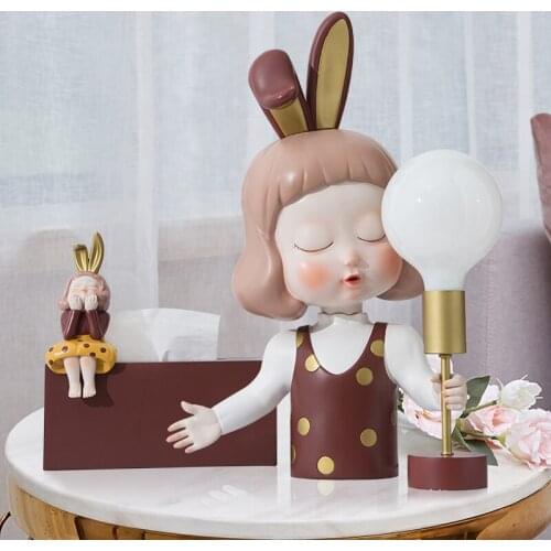 Human Statue Creativity lamp Living Room Home Decoration Resin Girl Decor Accessories Christmas Valentine Gift M29