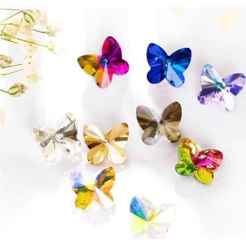 Pointback Butterfly Rhinestones 9x10mm Nails Decoration Crystal Stones Glue On Nails Glass Strass Rhinestone Ab Color DIY Stones