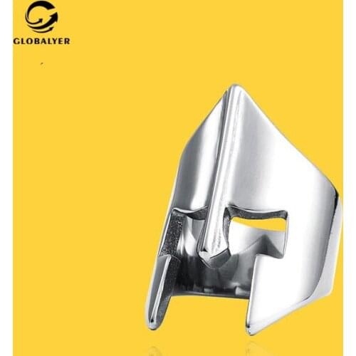 European and American film and television stainless steel ring Spartan warrior helmet mask titanium steel rings 479
