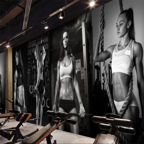 Wellyu Gym sexy beauty black and white photo wall background wall custom large mural green wallpaper papel de parede
