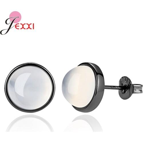 Women Simple White Crystal Stud Earrings Pure S925 Silver Channel Setting Wedding Jewelry Gift for Girlfriend Beloved Gift