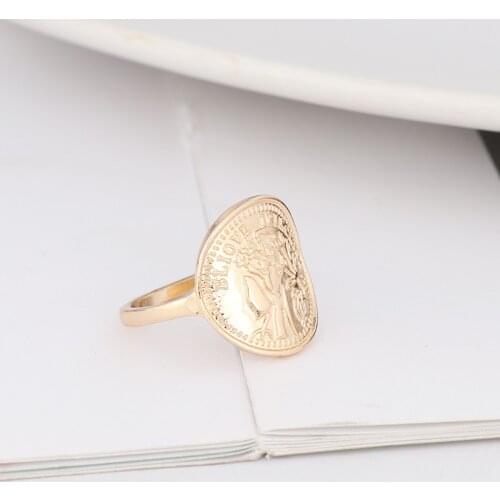 Coin Shape Alloy Frame Rings Fashion Inner Dia 1.7cm Gold Color Ring Brincos Pendientes Jewelry for Women