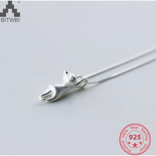 Hot Sale Pure 925 Sterling Silver Fashion Cute Sweet Cat Pendants Chic Necklace Five Jewelry for Women