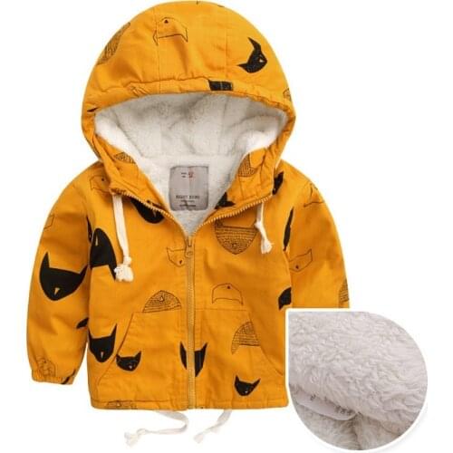 Winter Fleece Jackets For Boy Childrens Clothing 2-10Y Hooded Warm Outerwear Windbreaker Baby Kids Coats