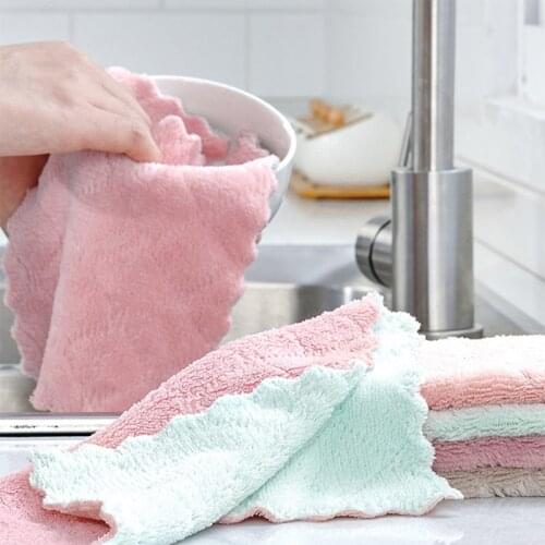 1Pcs Cleaning Towel 16*27CM Anti-grease Cloth Multifunctional Rags Kitchen Super AbsorbentDish Cloth Polyester Fiber Colorful W