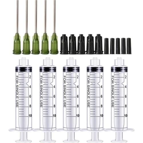 10Ml Syringes 14Ga 1.5 Inch Blunt Tip Needle Storage Caps - Glue Applicator, (Pack of60)