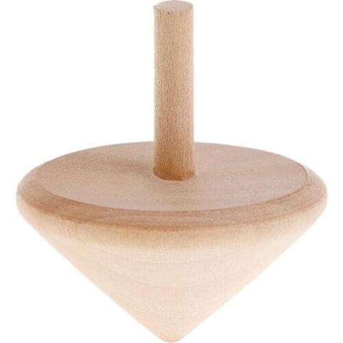 2pcs High Quality DIY Gyroscope Toys No Paint Wooden Spinning Tops Kids Toy Art Craft