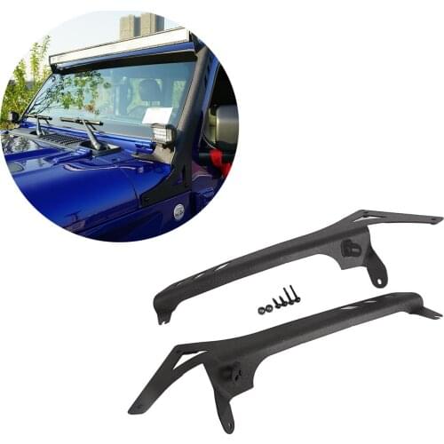 52" 2 in 1 Straight LED Light Bars Brackets With A-Pillar Upper Windshield Holder Mount Kits for Jeep Wrangler JL 2018-2020