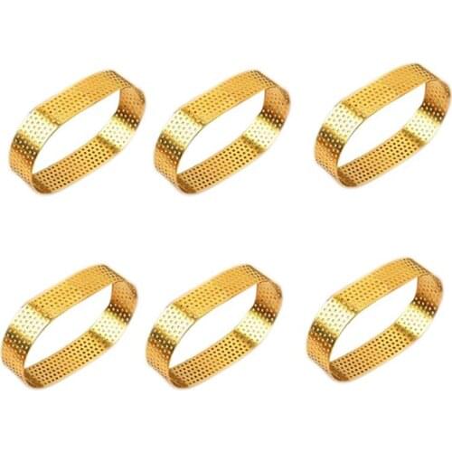 6Pcs Oval Tartlet Molds French Dessert Mousse Fruit Pie Tart Ring Quiche Cake Mold Au Citron Tatin Cheese Pan Gold