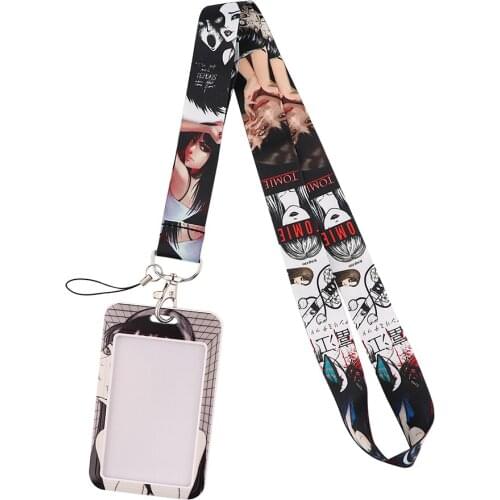 DB690 Anime Tomie Cartoon Print Webbing Lanyard Keychain Ribbon Hanging Rope Keyring Cell Phone Neck Straps Key Ring