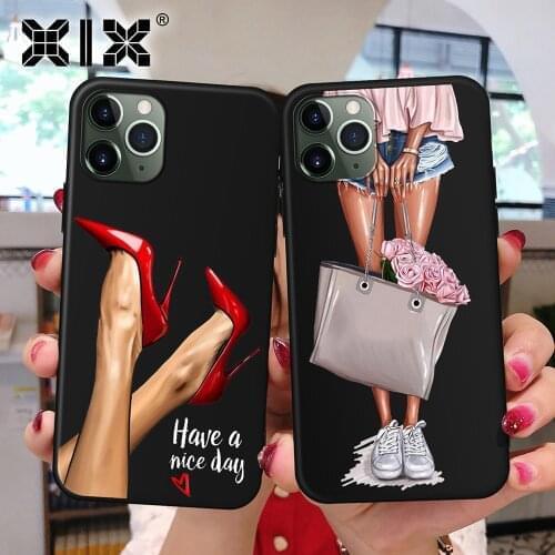Fashion Women Girls Cover for iPhone 11 Pro Max Case X XS Max 6 6S 7 8 Plus Soft Black Silicone Fundas Coque for iPhone XR Case