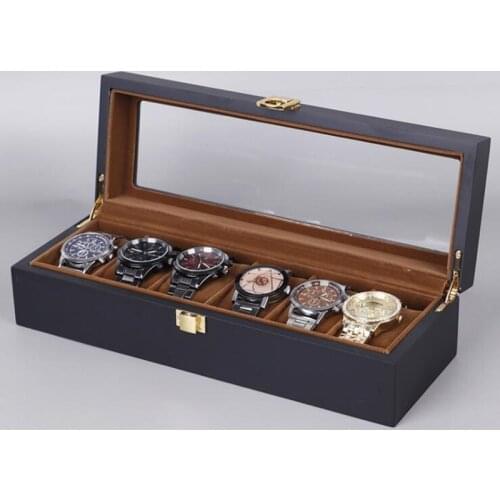 6/10/12 Grids Watch Box Black Matte Spray Paint Watch Case Holder Organizer for Men Quartz Watch Women Jewelry Boxes Display