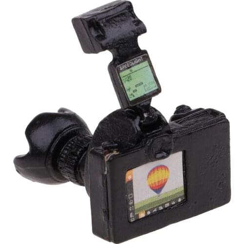 Black Alloy Miniature SLR Camera Digital Camera Model Toy For 1:12 Dollhouse Furniture Decoration Kits