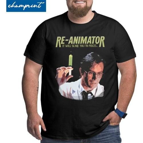 Re-Animator T-Shirt Men Fantasy Horror 70S Movie T Shirt Fashion Pure Cotton Big Tall Tee Shirt Large 4XL 5XL 6XL Clothing
