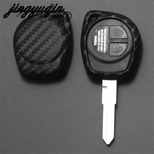 Jingyuqin 2 Buttons Carbon Silicone Key Cover for SUZUKI SX4 SWIFT VITARA Fiber Car Styling Fob Protect Cover