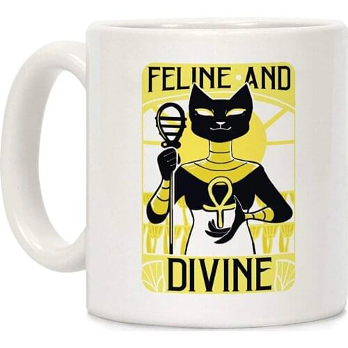 Feline and Divine White 11 Ounce Ceramic Coffee Mug