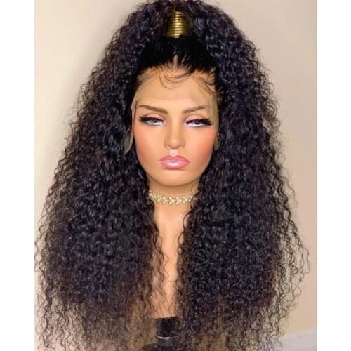 Kinky Curly Wigs For Africa Women Synthetic Lace Front Wig High Temperature Fiber Black Wigs Long Hair Lace Wig With Baby Hair