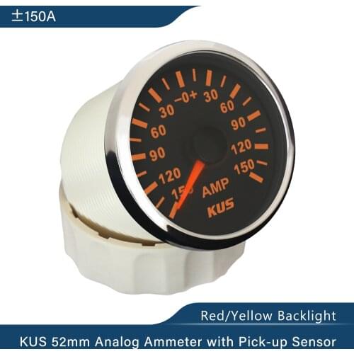 KUS 52mm Ampere Gauge Ammeter AMP Meter +/-80A With Current Sensor With Red/Yellow Backlight 12V/24V