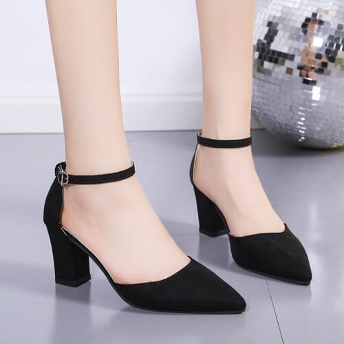2021 Hot sale Summer Women Shoes Dress Shoes mid Heel Square head fashion Shoes Wedding party Sandals Casual Shoes women