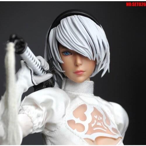 1/6 Scale NieR:Automata 2B YoRHa Female Head Sculpt 2B Headplay with Blindfold for 12" Tbleague Pale Body Figures Set026