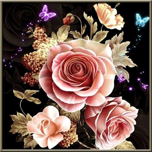 Flowers Rose DIY Embroidery Cross Stitch 11CT Kits Craft Needlework Set Printed Canvas Cotton Thread Home Dropshipping