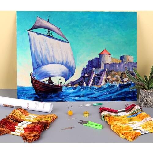 Landscape River Printed 11ct -stitch Kit Diy Dmc Sewing Craft Work Design Magic Printed Promotions