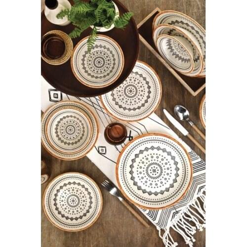 Durable Design 6 Persons 24 PCS Porcelain Nonremovable Pattern Dinnerware Set